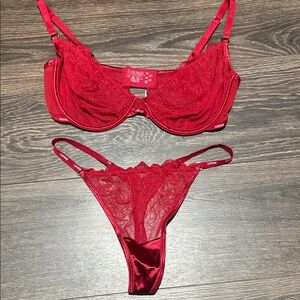 Maroon Lace Bra and Panty Set